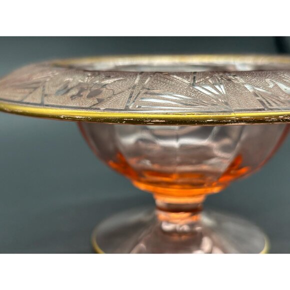 Vintage Tiffin Glass Pink Depression Compote Pedestal Candy Dish w/ Rim - Picture 5 of 7
